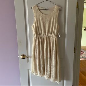 NWT cream lace asymmetrical bottom dress